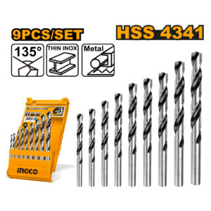 9 Pcs HSS twist drill bits set