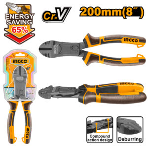 Compound action diagonal cutting pliers