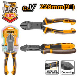 Compound action diagonal cutting pliers