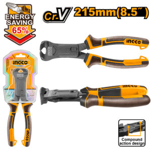 Compound action end cutting pliers