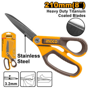 Rubber grip long-blade scissors