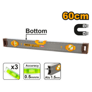 Spirit level with powerful magnets