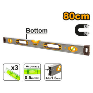Spirit level with powerful magnets