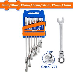7 Pcs flexible ratchet spanner set