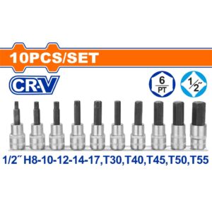 10 Pcs 1/2" Bit socket set